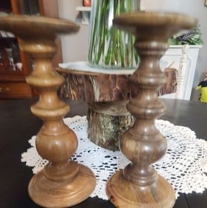 SOLD! SOLD! SOLD! Pair of Wooden candle holders